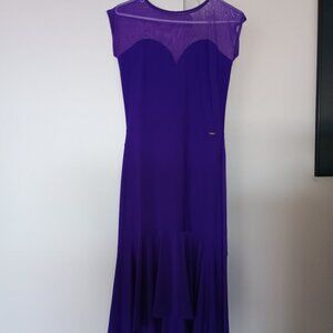 Purple Mesh Ruffle Dress for Ballroom Dance